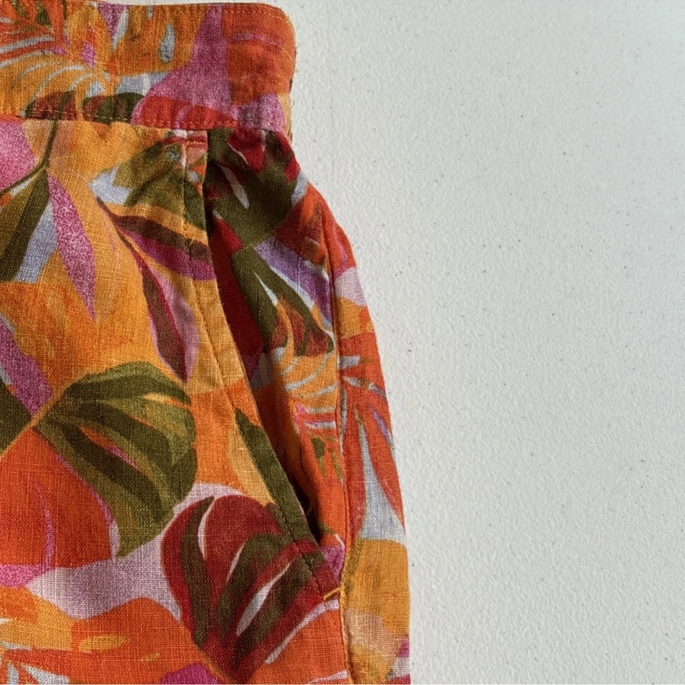 C&C California Women’s 100% Linen Colorful  Wide Leg Tropical Pants Size Large - Picture 12 of 15